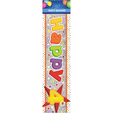 Happy 4th Birthday Banner Each