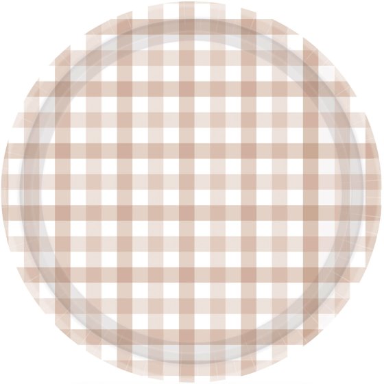 White Sand Gingham Paper Plate FSC NPC 23cm 8pk