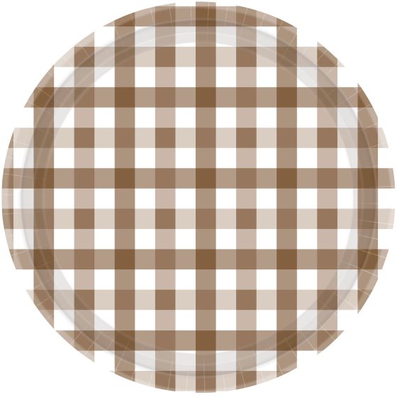 Teddy Brown Gingham Paper Plate FSC NPC 17cm 8pk