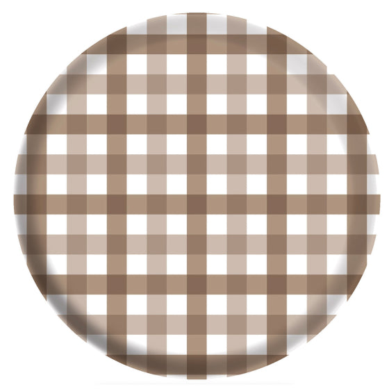 Teddy Brown Gingham Melamine Plate 26cm 4pk