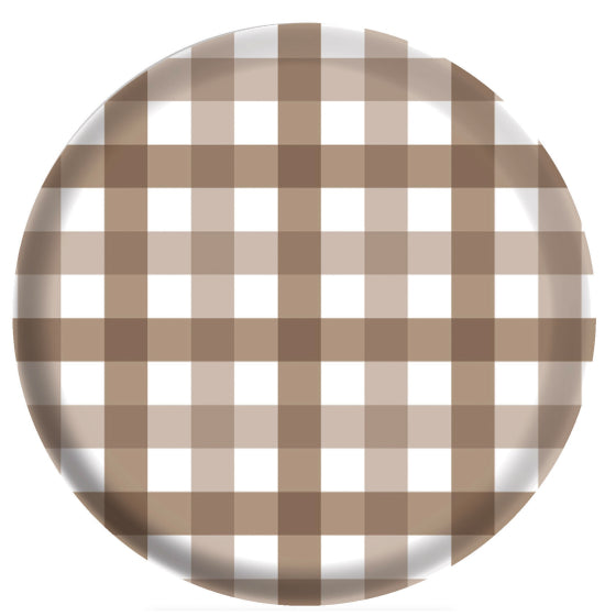 Teddy Brown Gingham Melamine Plate 17cm 4pk