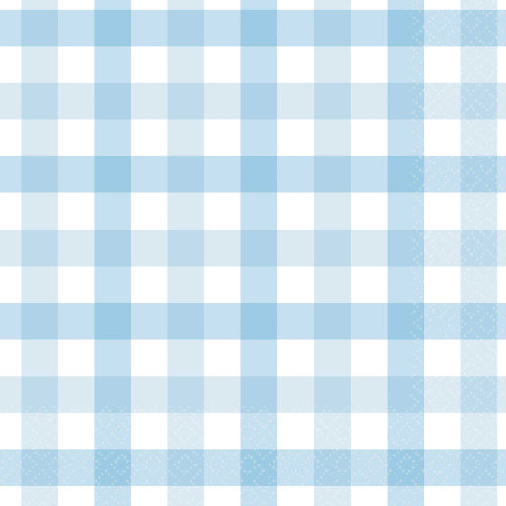 Pastel Blue Gingham Lunch Napkin FSC 16pk