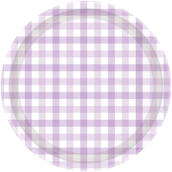 Pastel Purple Gingham NPC Paper Plate FSC 23cm 8pk