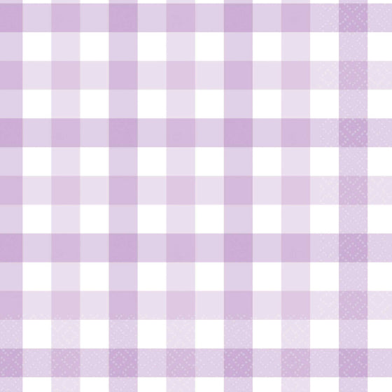 Pastel Purple Gingham Lunch Napkin FSC 16pk