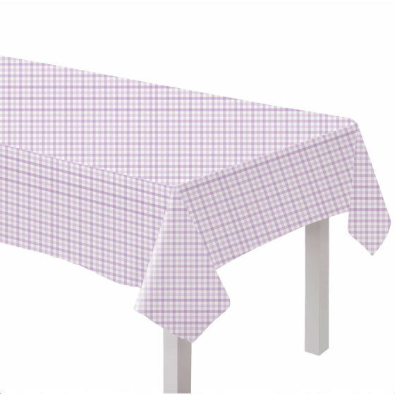 Pastel Purple Gingham Paper Tablecover FSC Each