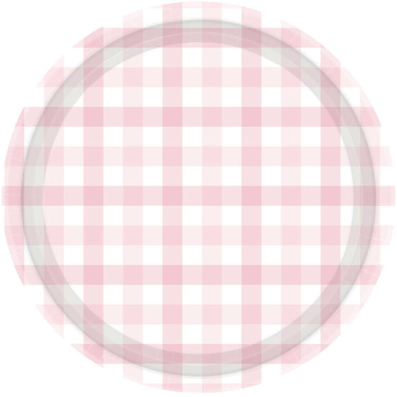 Pastel Pink Gingham NPC Paper Plate FSC 17cm 8pk