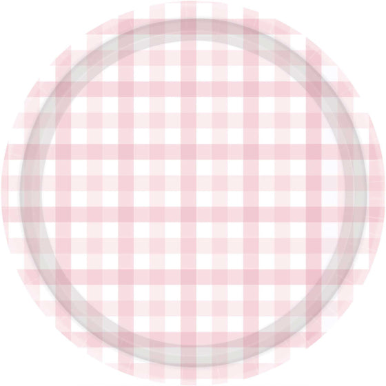 Pastel Pink Gingham NPC Paper Plate FSC 23cm 8pk