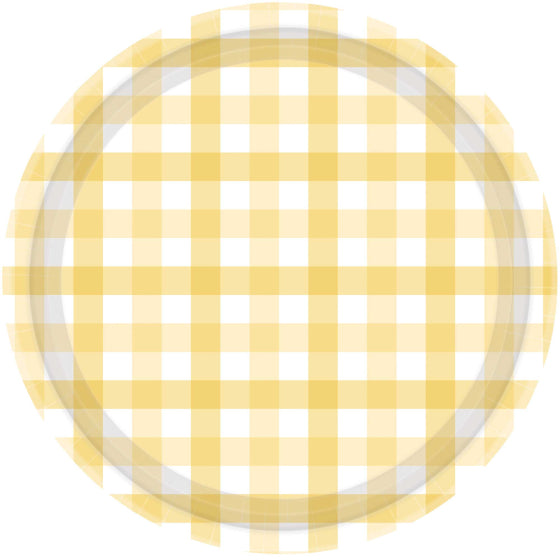 Pastel Yellow Gingham NPC Paper Plate FSC 17cm 8pk