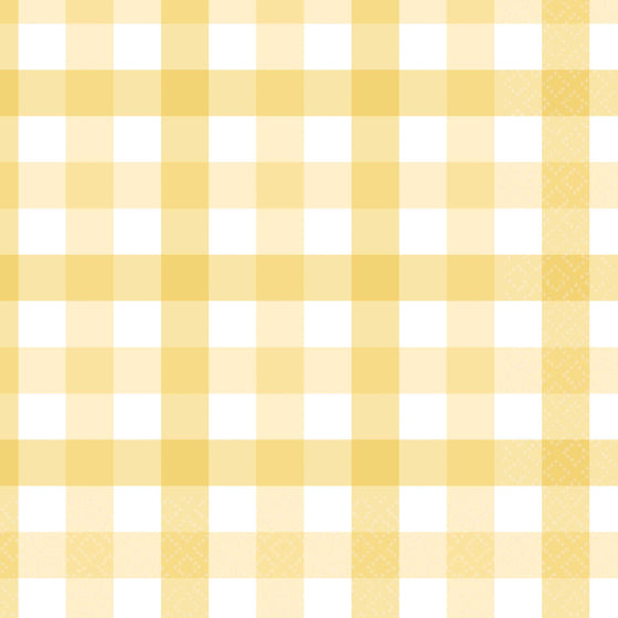 Pastel Yellow Gingham Lunch Napkin FSC 16pk