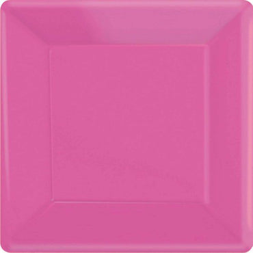 Bright Pink NPC Square Paper Plates FSC 23cm 20pk