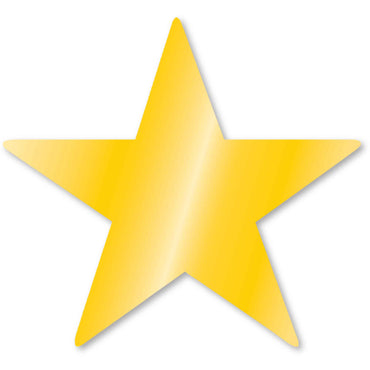 Yellow Sunshine Foil Star Cutouts 12cm 5pk