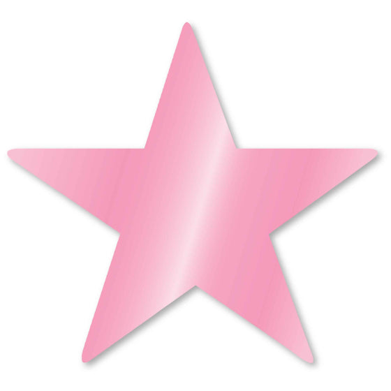 New Pink Foil Star Cutouts 12cm 5pk