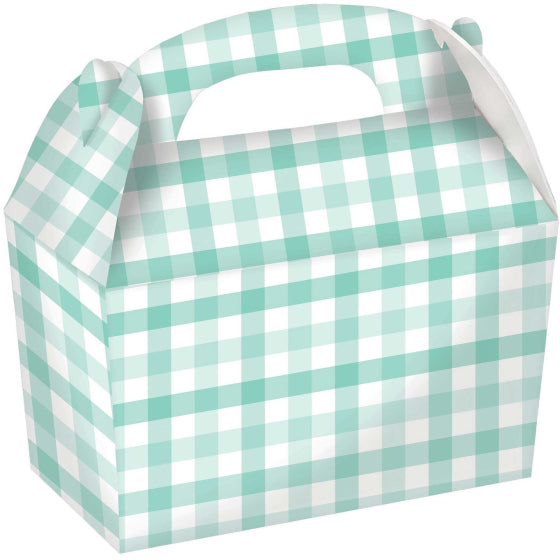 Pastel Mint Gingham Paper Treat Box FSC 4pk