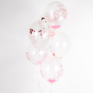 Team Bride Latex Balloons with Confetti 30cm 6pk