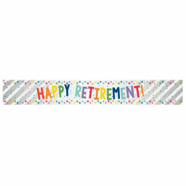 Happy Retirement Multi-Coloured Foil Banner 2.7m Each