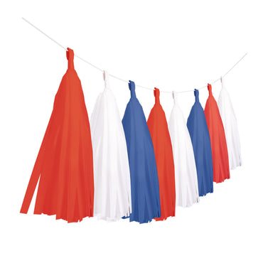 Patriotic Red, White & Blue Tassel Garland FSC Each