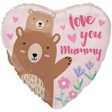 Love You Mummy Bear Foil Balloon 45cm Each