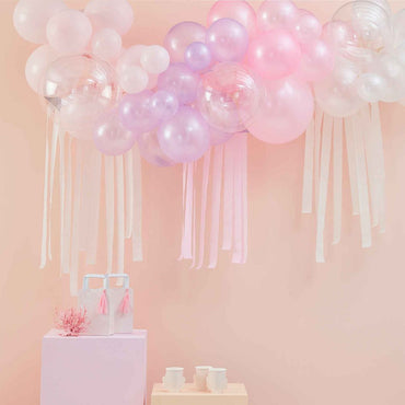 Pastel Balloon Arch Backdrop & Streamers