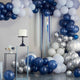 Blue & Silver Chrome Mixed Balloon Arch