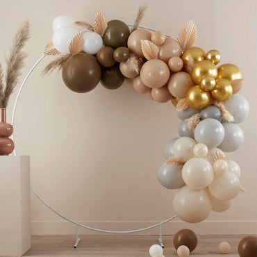 Taupe, Brown & Nude Balloon Arch & Paper Fans