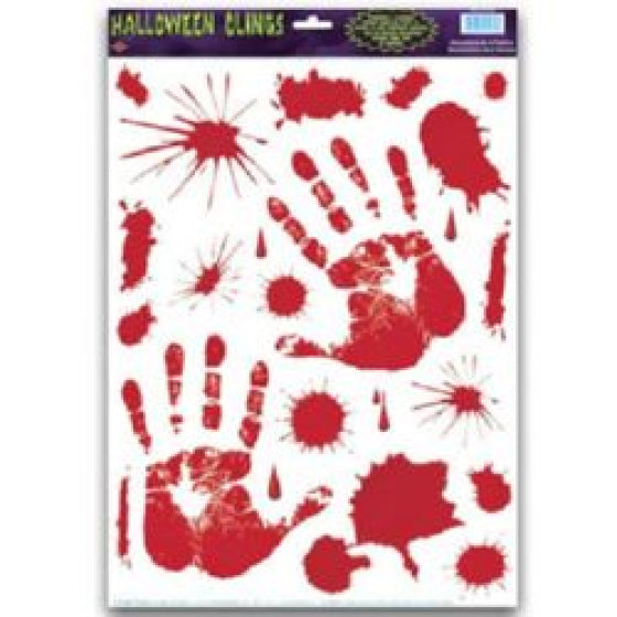 Bloody Hands Window Clings 30cm x 43cm Sheet