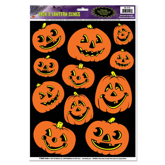 Jack-O-Lantern Clings 11pk