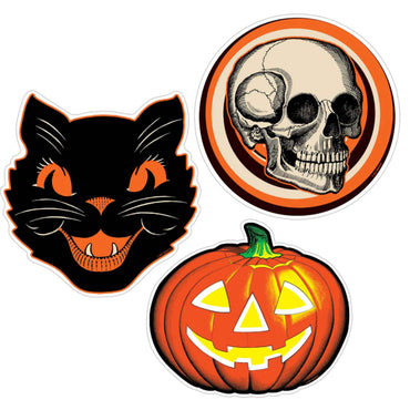 Plastic Vintage Halloween Cutouts 3pk