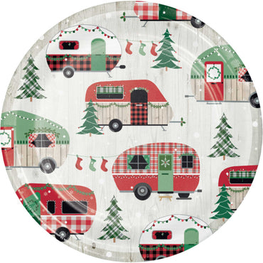 Christmas Campers Lunch Paper Plates 18cm 8pk