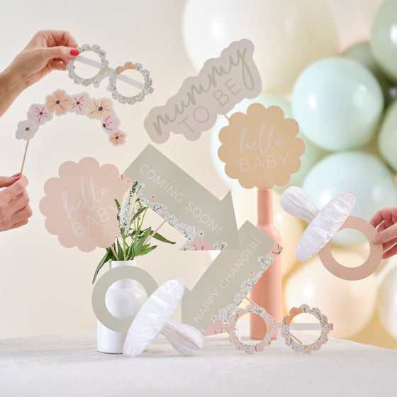 Floral Baby Shower Photo Booth Props 10pk