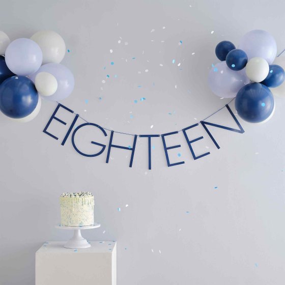 Mix It Up Blue 18 Milestone Balloon Bunting FSC