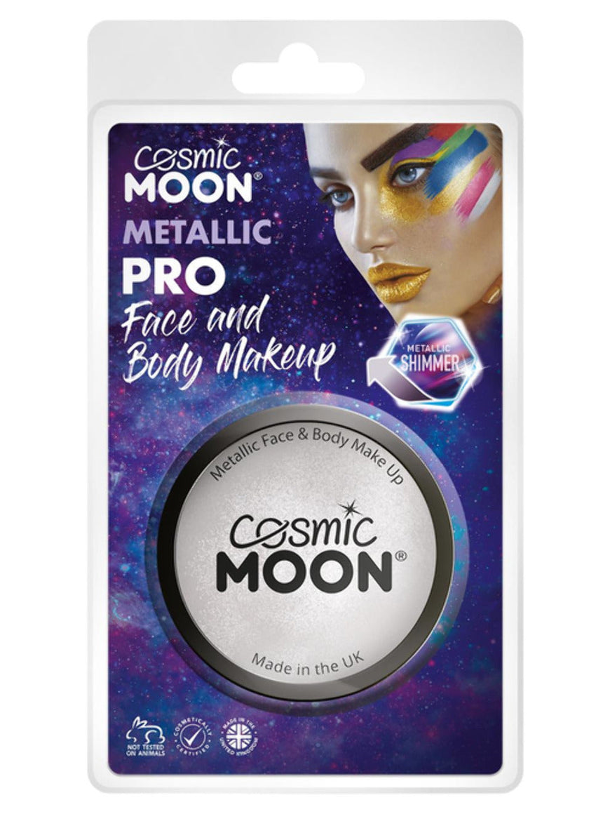 Silver Cosmic Metallic Pro Face Paint Cake Pots 36g Each