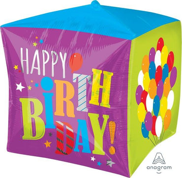 Birthday Balloons 38cm x 38cm Each Cubez Foil Balloons 38cm x 38cm Each