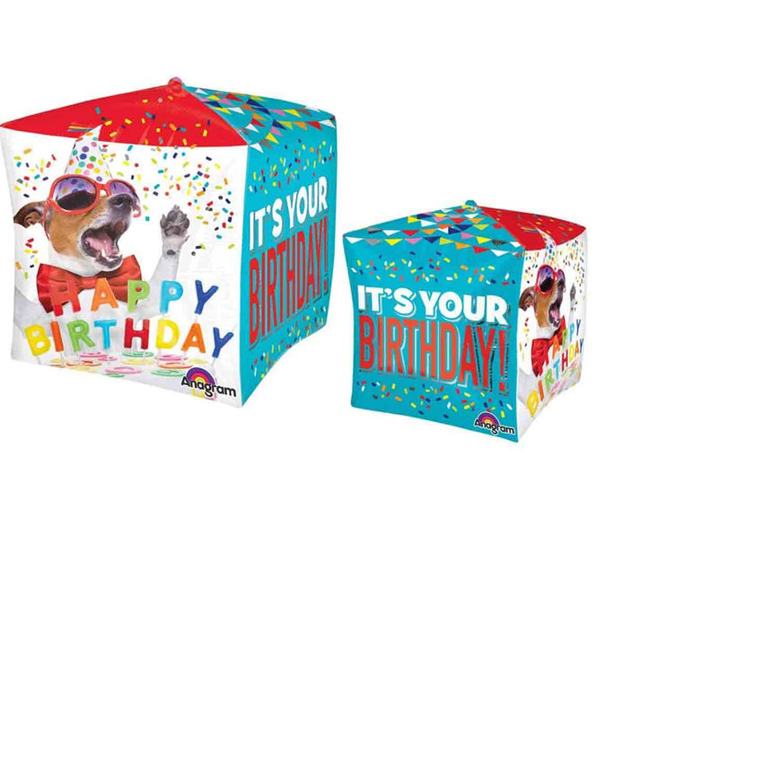 Birthday Dog Cubez Foil Balloons 38cm x 38cm Each