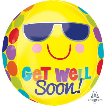 Bright Sunny Get Well Orbz Foil Balloons 38cm x 40cm  Each