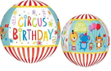 Circus Birthday Orbz Foil Balloon 38cm x 40cm Each