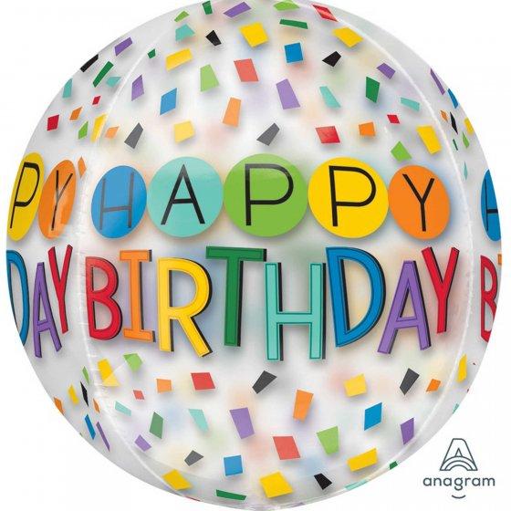 Happy Birthday Rainbow Orbz Foil Balloon 38cm x 40cm Each