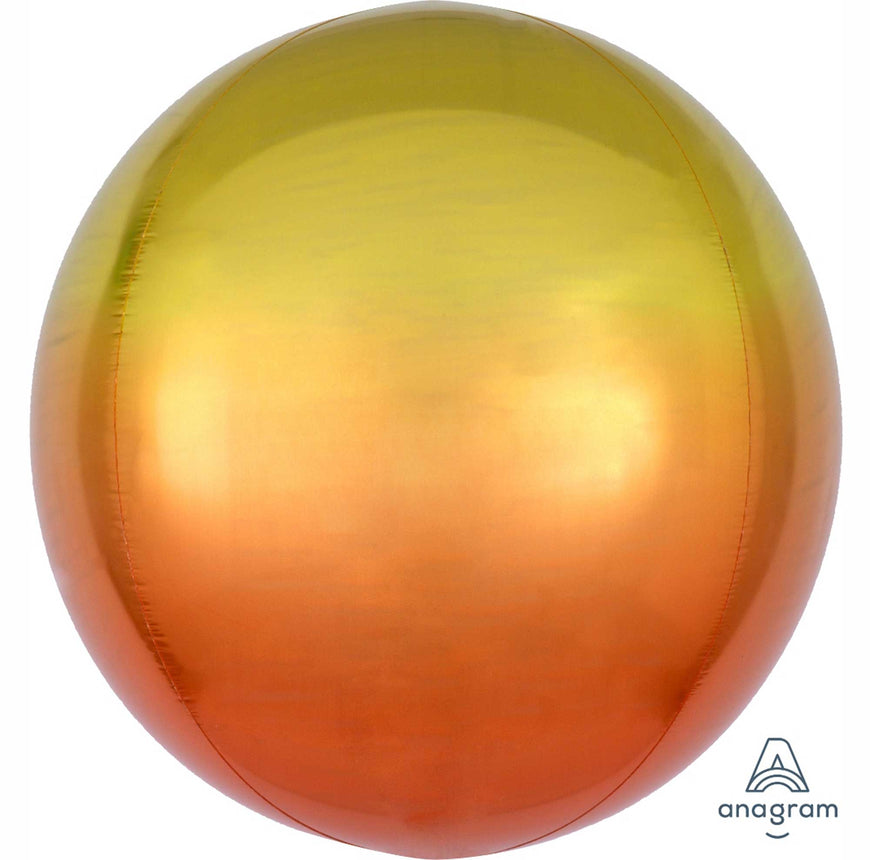 Ombre Yellow & Orange Orbz Foil Balloons 38cm x 40cm  Each