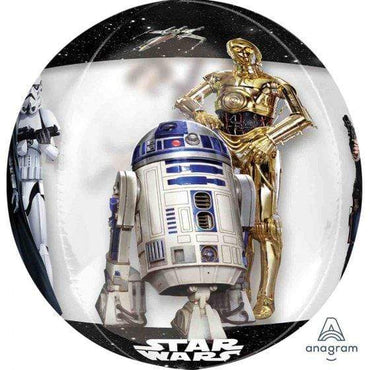 Star Wars R2D2 and C3PO Orbz Clear Balloons 38cm x 40cm Each