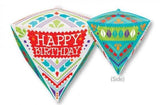 Happy Birhday Scandi Diamond Shape Foil Balloon 38cm x 43cm Each