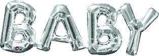 Phrases BABY Silver Foil Balloon 66cm x 22cm Each