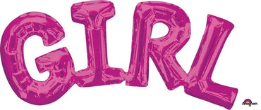 Phrases Girl Pink Foil Balloon 55cm x 25cm Each