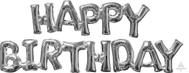 Phrases HAPPY BIRTHDAY Silver Foil Balloon  Each