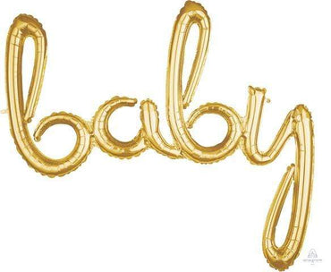 Script Phrase baby Gold Foil Balloon 99cm x 83cm Each