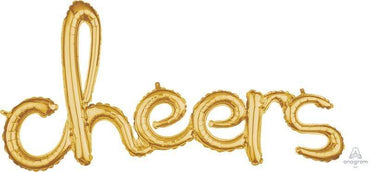 Script Phrase cheers Gold Foil Balloon 101cm x 53cm Each