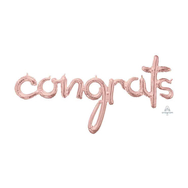 Script Phrase congrats Rose Gold Foil Balloon 142cm x 71cm Each