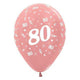 Age 80 Metallic Rose Gold Latex Balloon 30cm 25pk