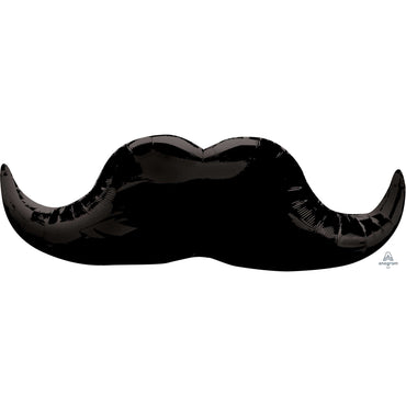 Black Moustache Supershape Foil Balloon 88cm x 30cm Each