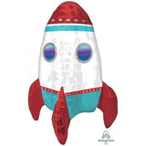 Blast Off Rocketship Supershape Foil Balloons 40cm x 53cm Each