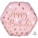 Blush Happy Birthday Supershape Foil Balloon 58cm x 55cm Each