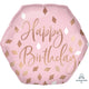 Blush Happy Birthday Supershape Foil Balloon 58cm x 55cm Each